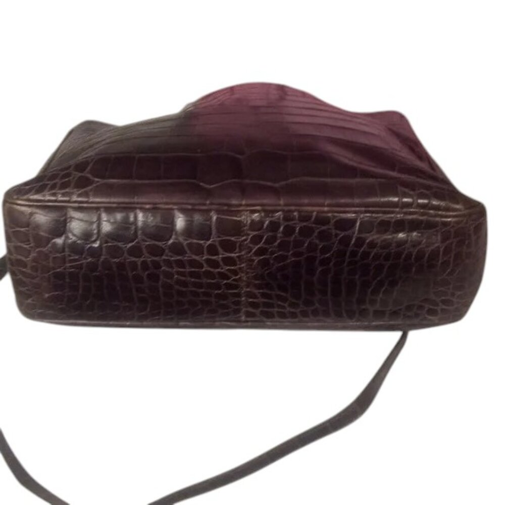 Furla | Brown Leather Croc Embossed | Crossbody & Top Handles | EUC - Picture 5 of 14